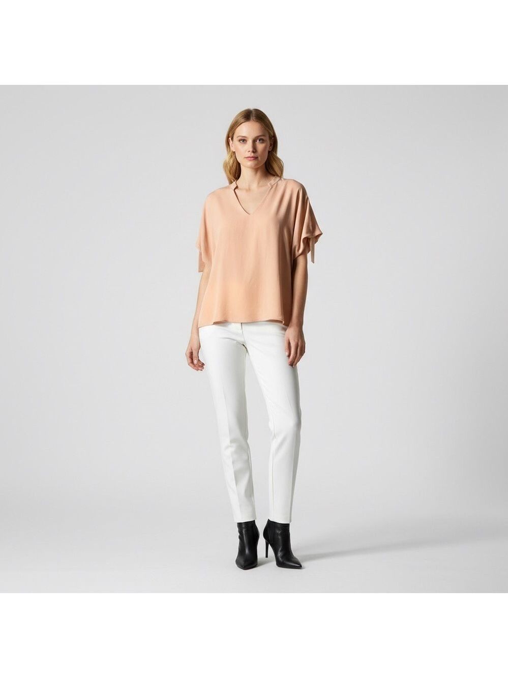 Trendsetter Blush Pink V-Neck blouse cold shoulder Top size XXL casual wear